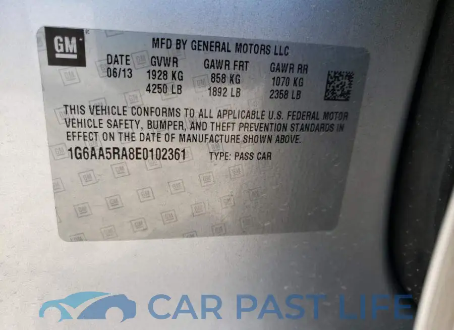 1G6AA5RA8E0102361# 12