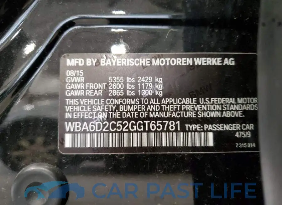 WBA6D2C52GGT65781# 10