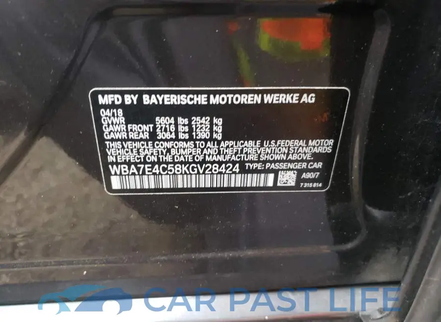 WBA7E4C58KGV28424# 10