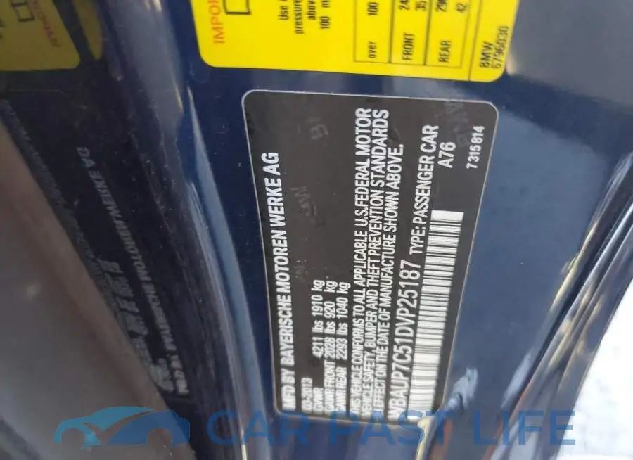 WBAUP7C51DVP25187# 10