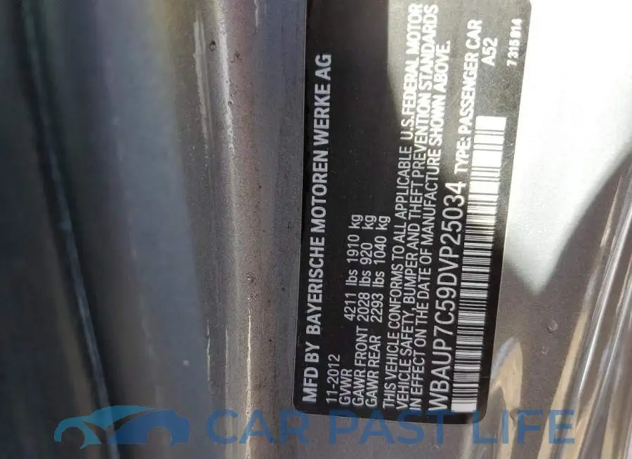 WBAUP7C59DVP25034# 10