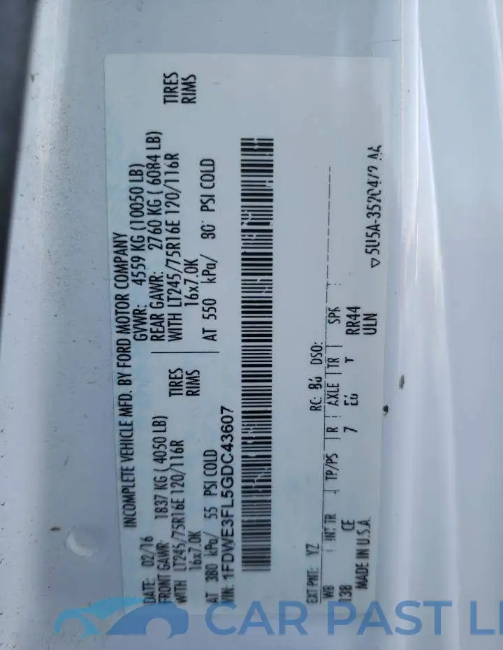 1FDWE3FL5GDC43607# 10