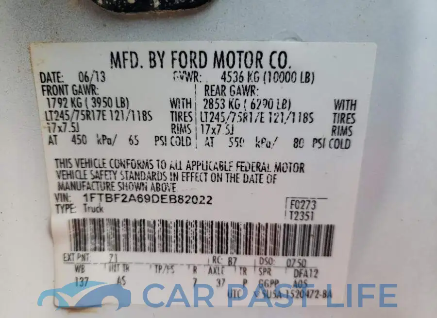 1FTBF2A69DEB82022# 12