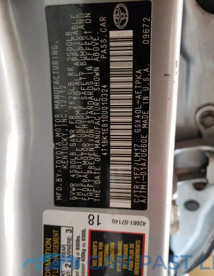 4T1BK1EB1DU010324# 10