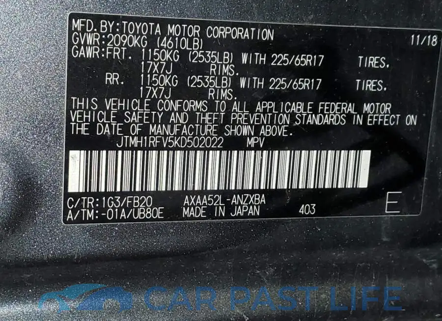 JTMH1RFV5KD502022# 13