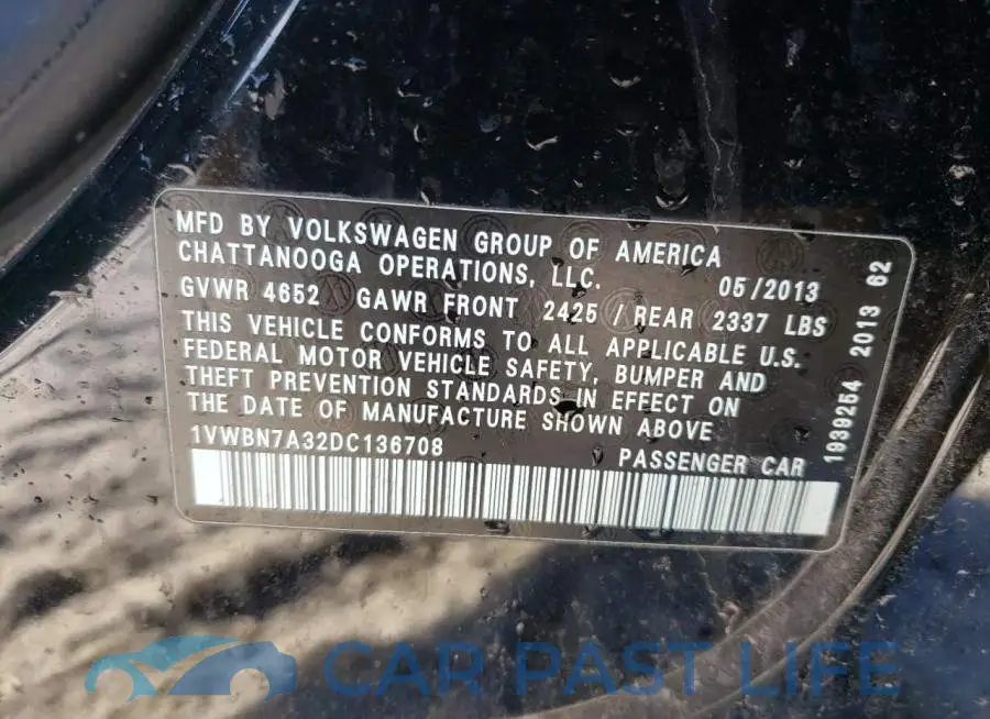 1VWBN7A32DC136708# 12