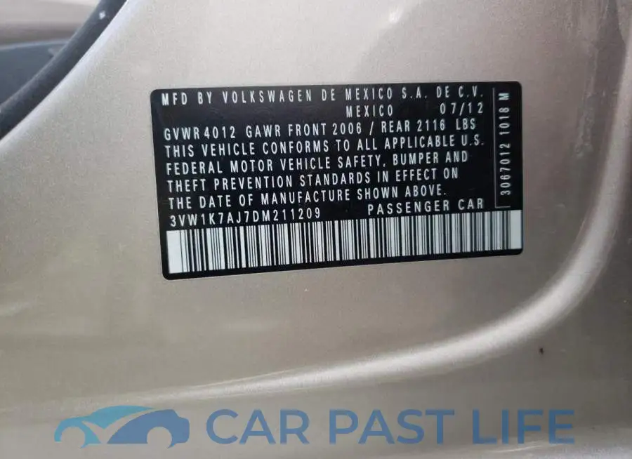 3VW1K7AJ7DM211209# 10
