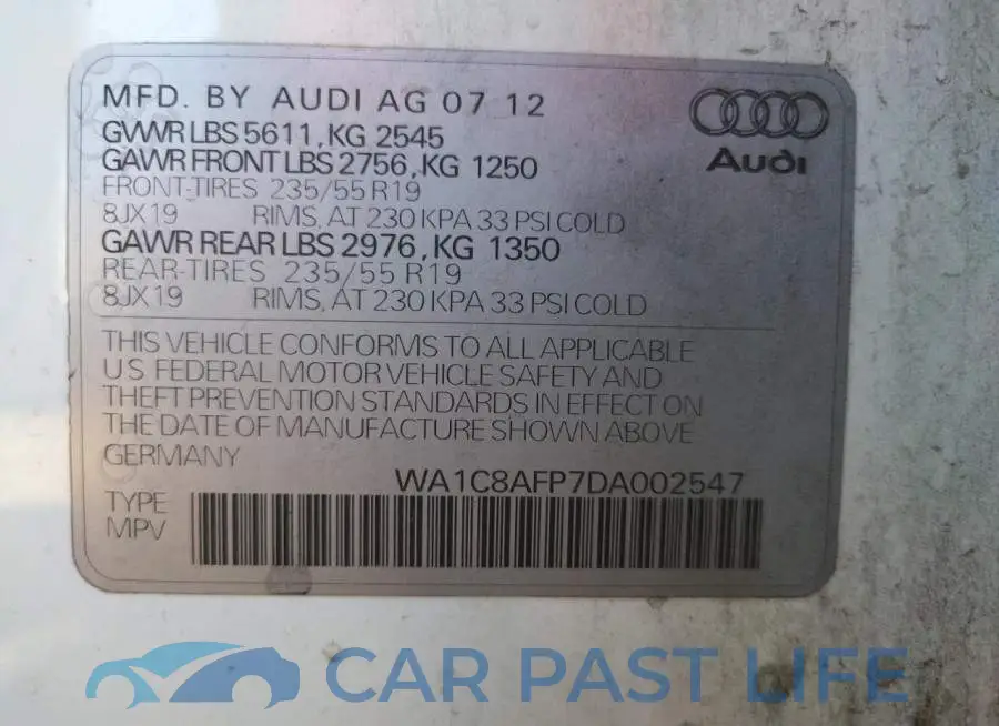 WA1C8AFP7DA002547# 13