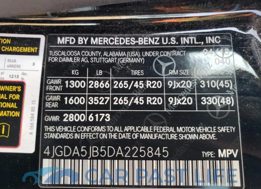 4JGDA5JB5DA225845# 13