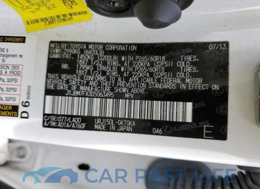 JTJBM7FX3D5063495# 10