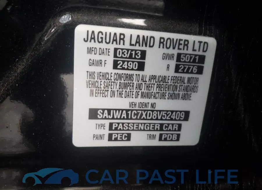 SAJWA1C7XD8V52409# 10