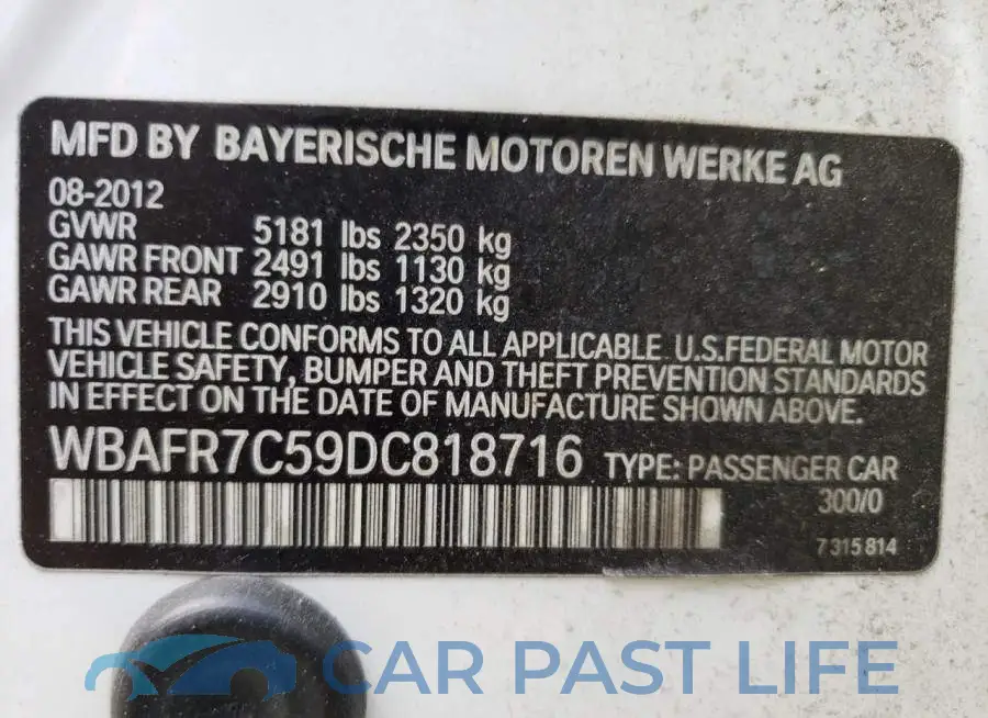 WBAFR7C59DC818716# 12