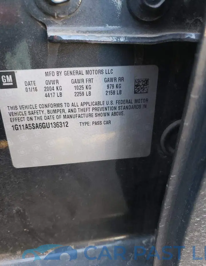 1G11A5SA6GU136312# 12