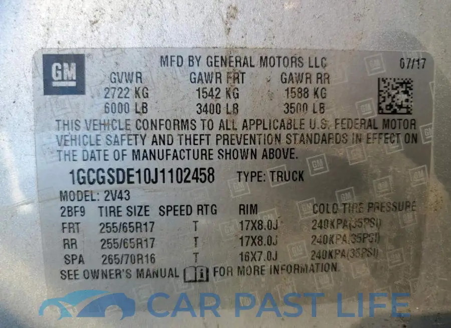 1GCGSDE10J1102458# 12