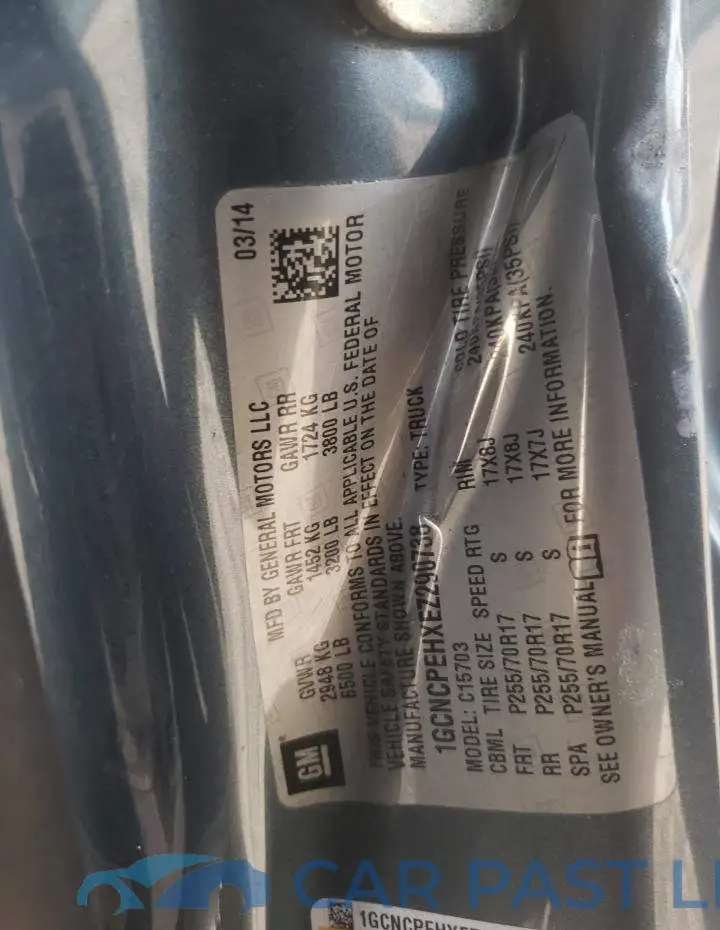 1GCNCPEHXEZ290738# 12