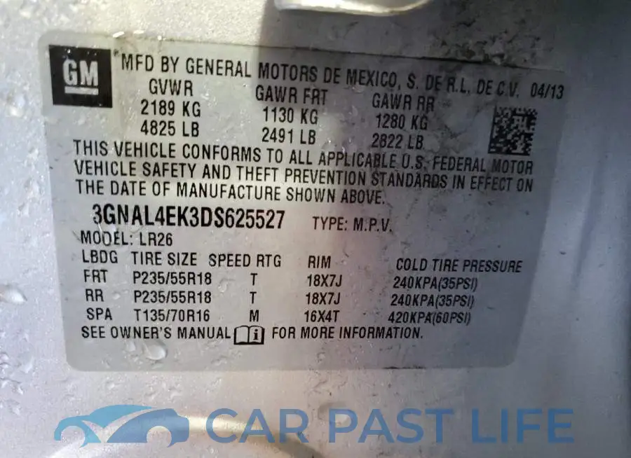 3GNAL4EK3DS625527# 13