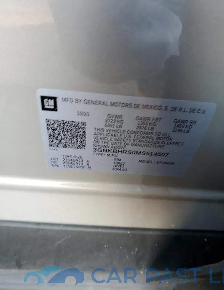 3GNKBHRS0MS514507# 12