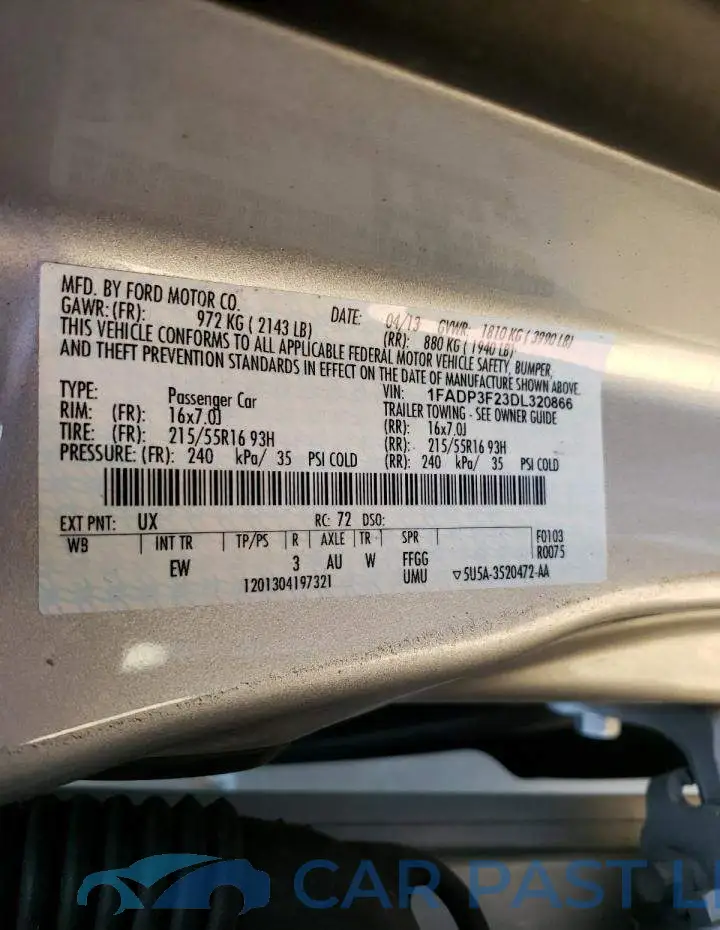 1FADP3F23DL320866# 10