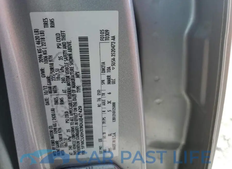 1FMCU0HX9DUB47429# 10