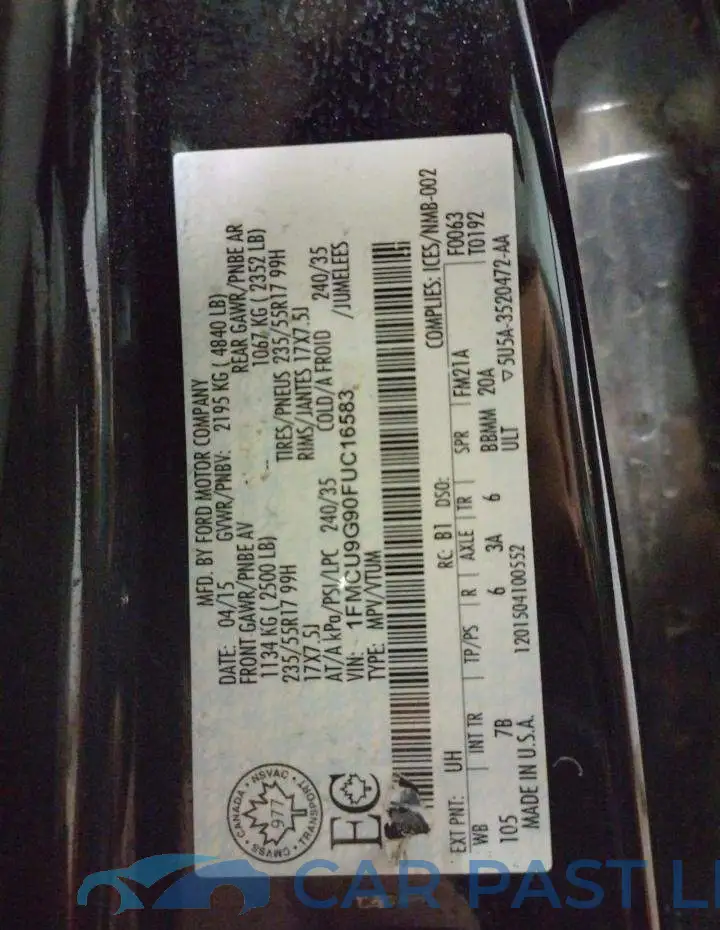 1FMCU9G90FUC16583# 13