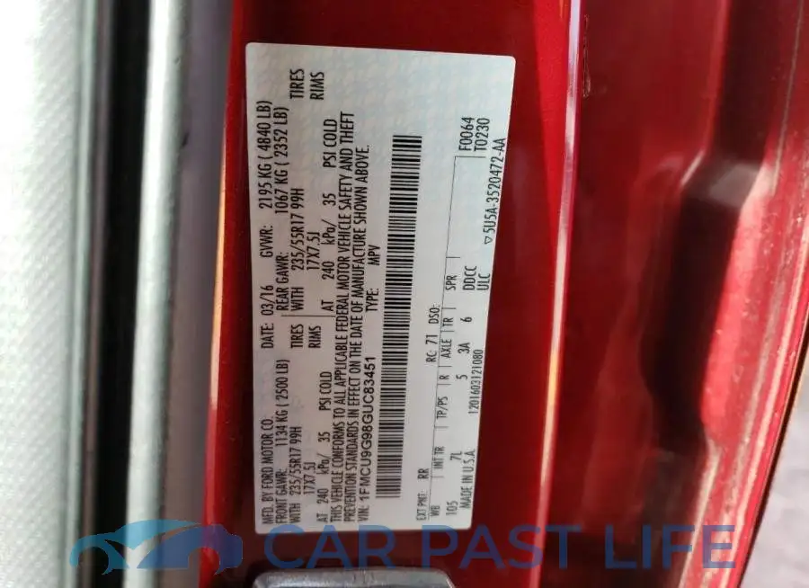 1FMCU9G98GUC83451# 13