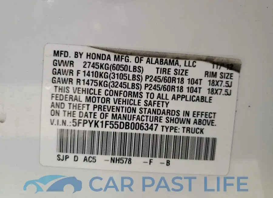 5FPYK1F55DB006347# 10