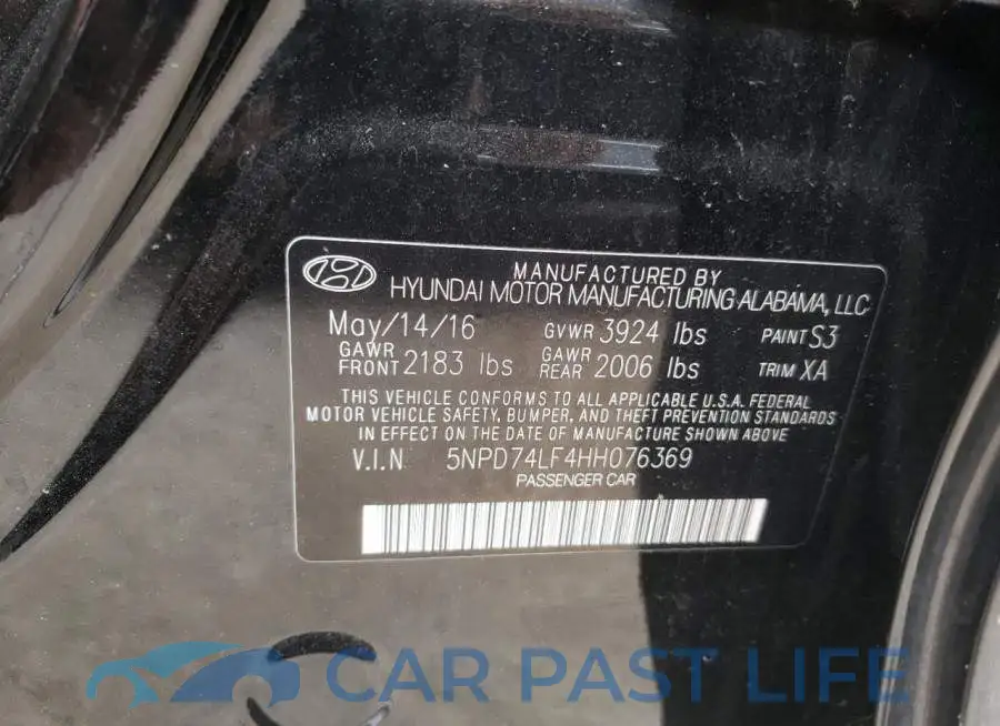 5NPD74LF4HH076369# 10