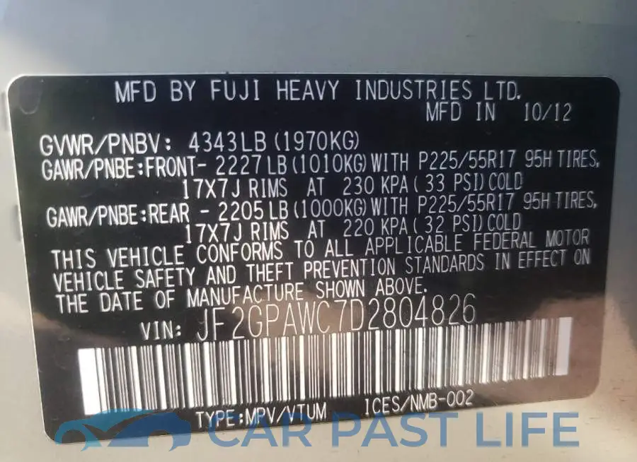 JF2GPAWC7D2804826# 13