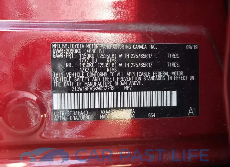 2T3W1RFV5KW052219# 14