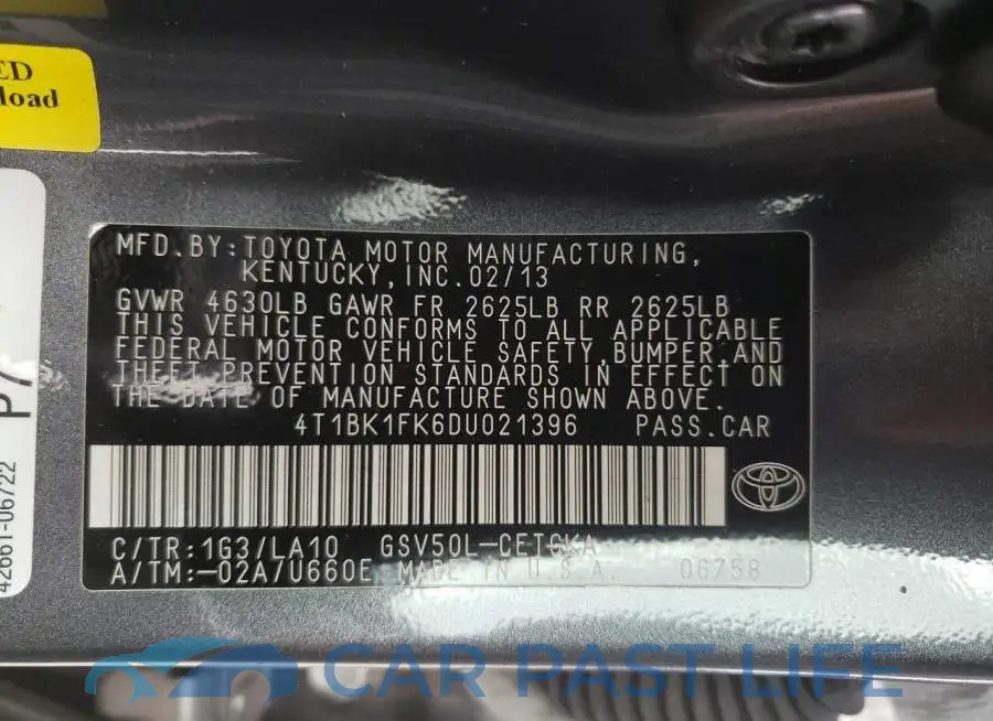 4T1BK1FK6DU021396# 12