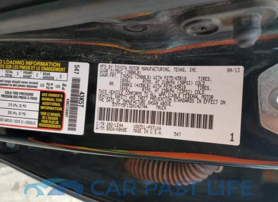 5TFFY5F13DX142744# 12