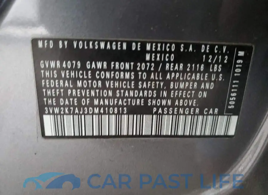 3VW2K7AJ3DM410813# 12