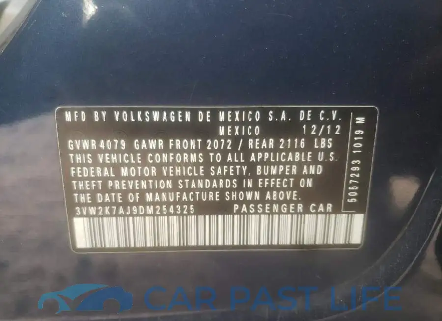3VW2K7AJ9DM254325# 12