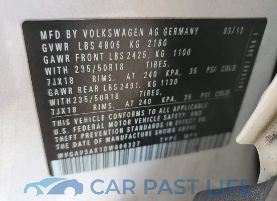 WVGAV3AX1DW606327# 10