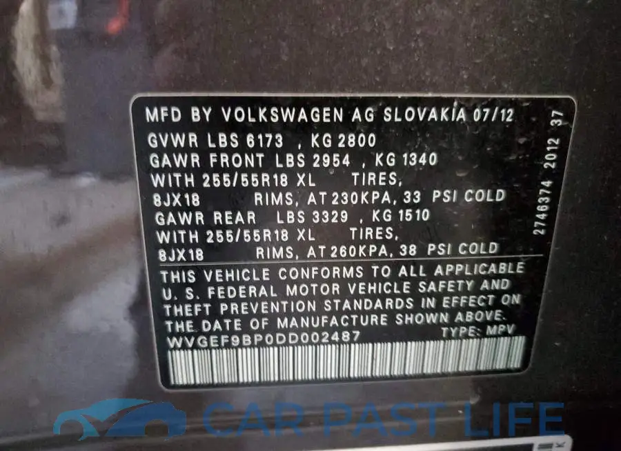 WVGEF9BP0DD002487# 13