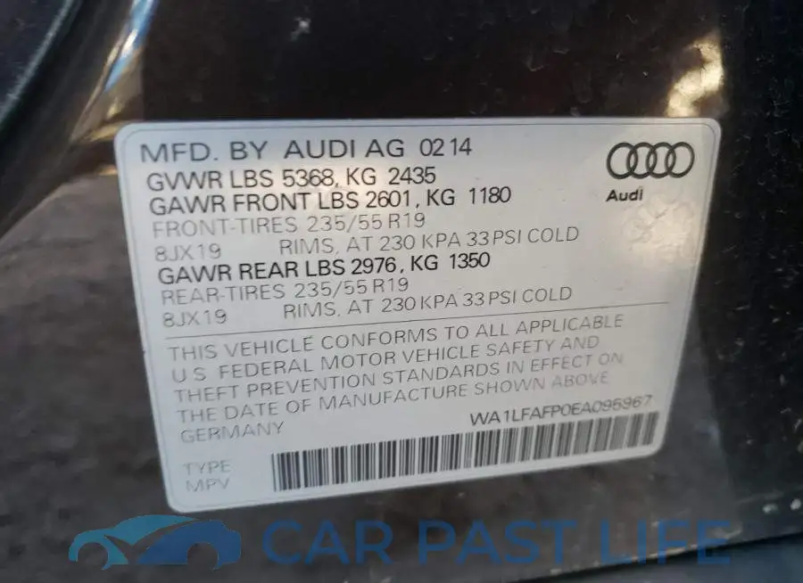 WA1LFAFP0EA095967# 10