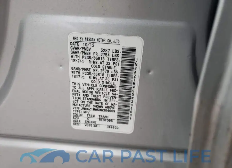 JN8AZ1MW5DW304009# 10
