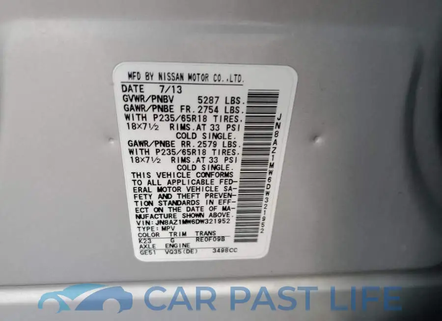 JN8AZ1MW6DW321952# 12