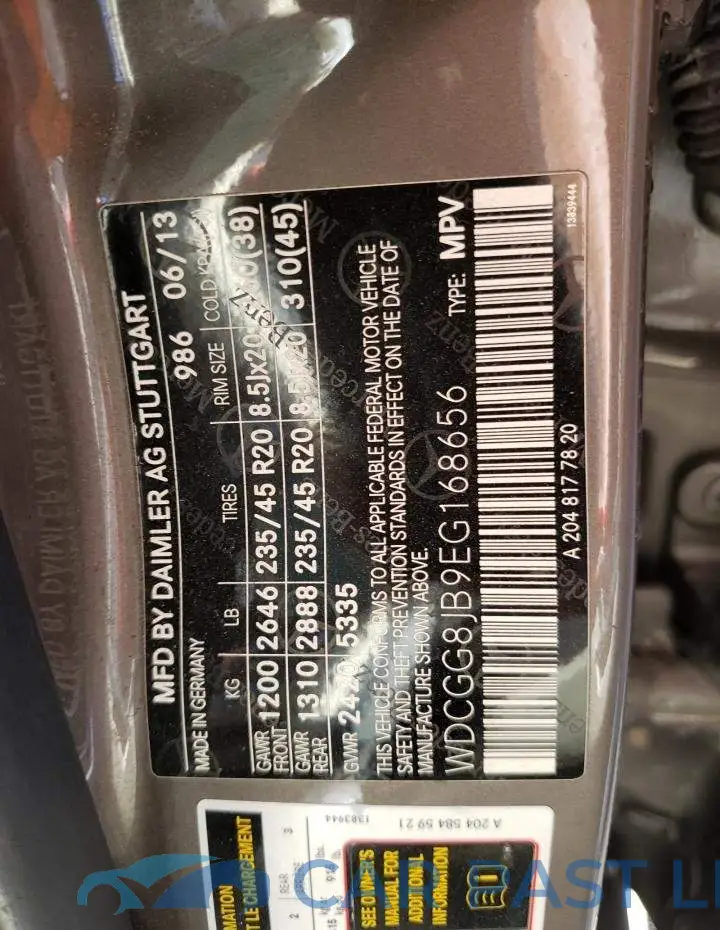 WDCGG8JB9EG168656# 10