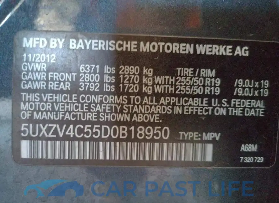5UXZV4C55D0B18950# 12
