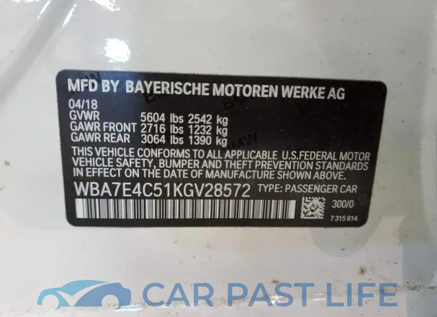 WBA7E4C51KGV28572# 12