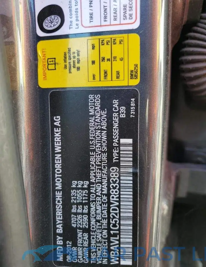 WBAVL1C52DVR83389# 10