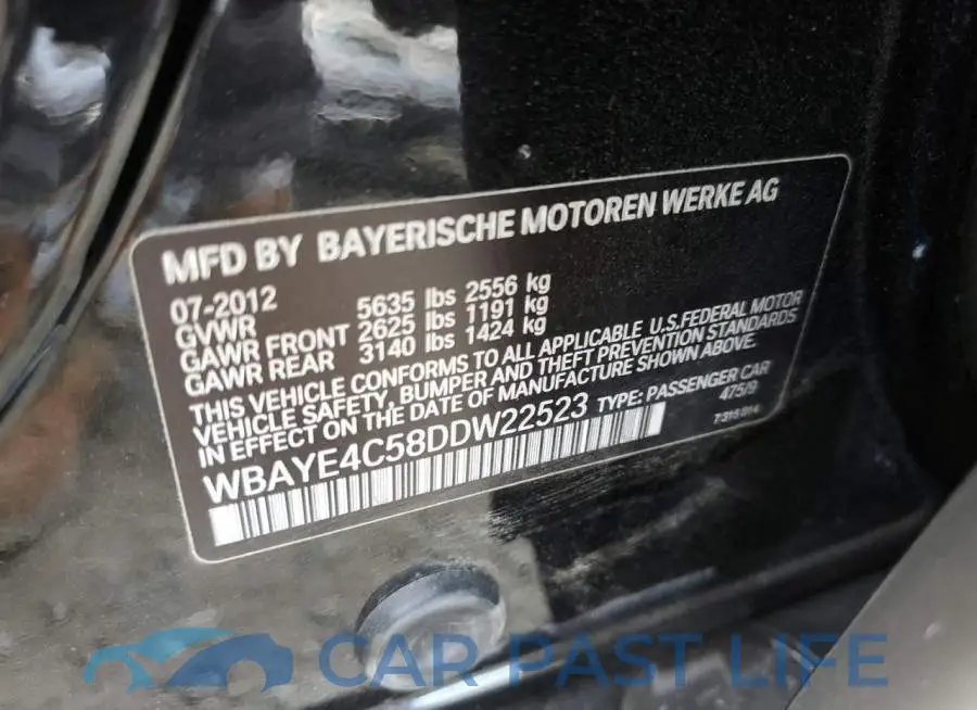 WBAYE4C58DDW22523# 13