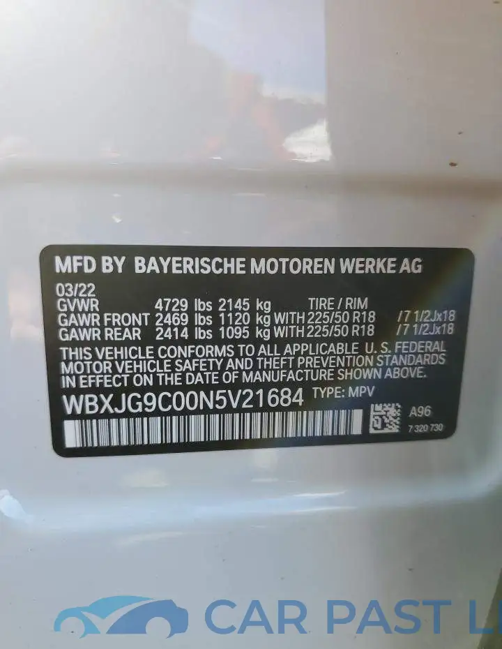 WBXJG9C00N5V21684# 12