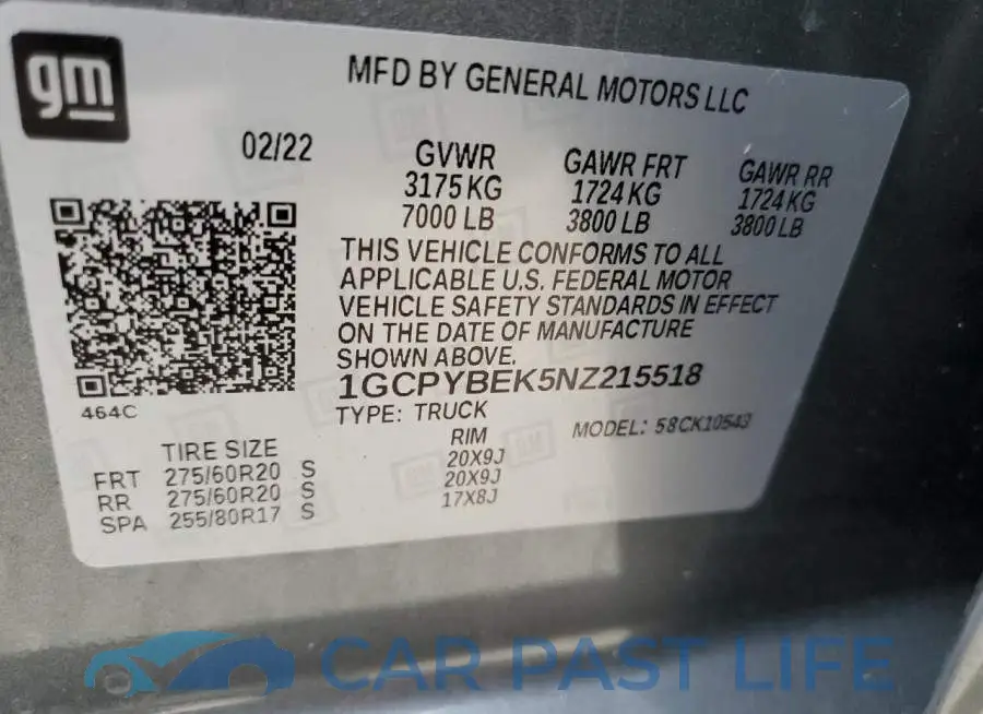 1GCPYBEK5NZ215518# 12