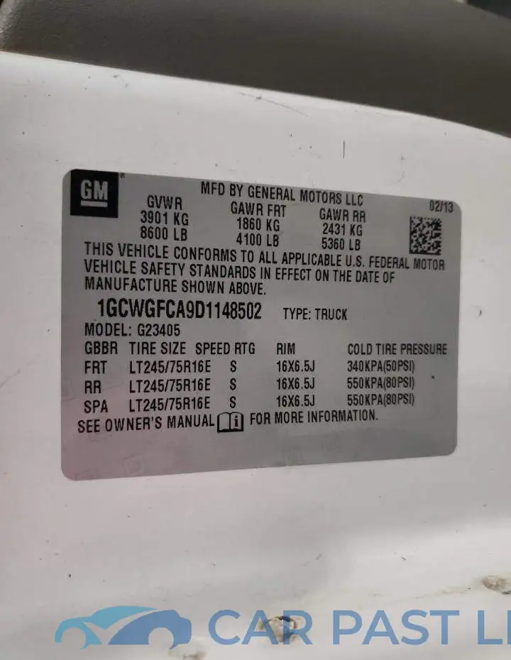 1GCWGFCA9D1148502# 10