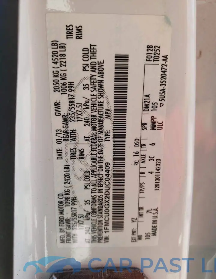 1FMCU0GX2DUC04409# 10