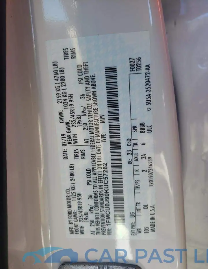1FMCU0J90KUC57262# 14