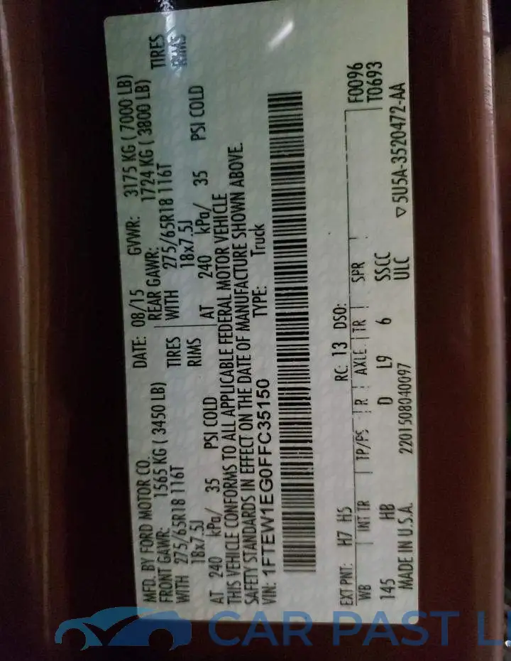 1FTEW1EG0FFC35150# 13