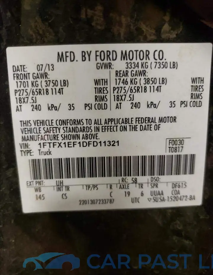 1FTFX1EF1DFD11321# 10